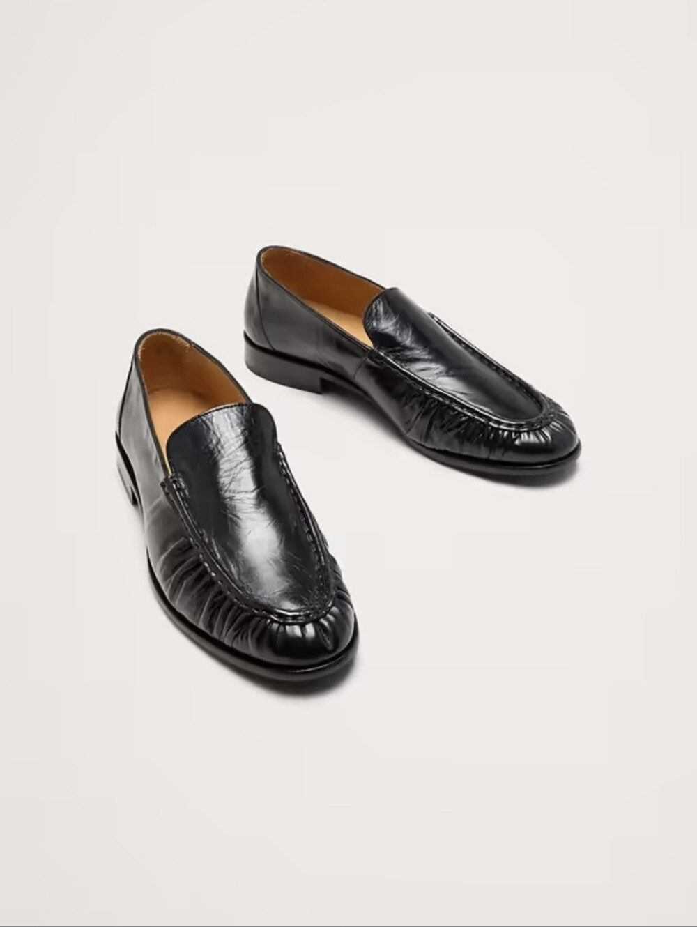 Banana Republic Leather Moc-Toe Loafer Black 11 Mens - Picture 3 of 9